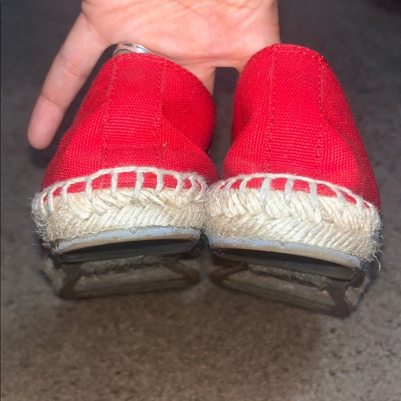 Tory Burch Jamie Woven Canvas Espadrille Red Canyon Tan Logo Flats 10 - Picture 6 of 9